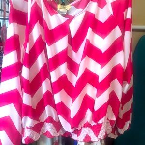 Boutique Stevie and Lindsay Long Sleeve Chiffon Chevron Top